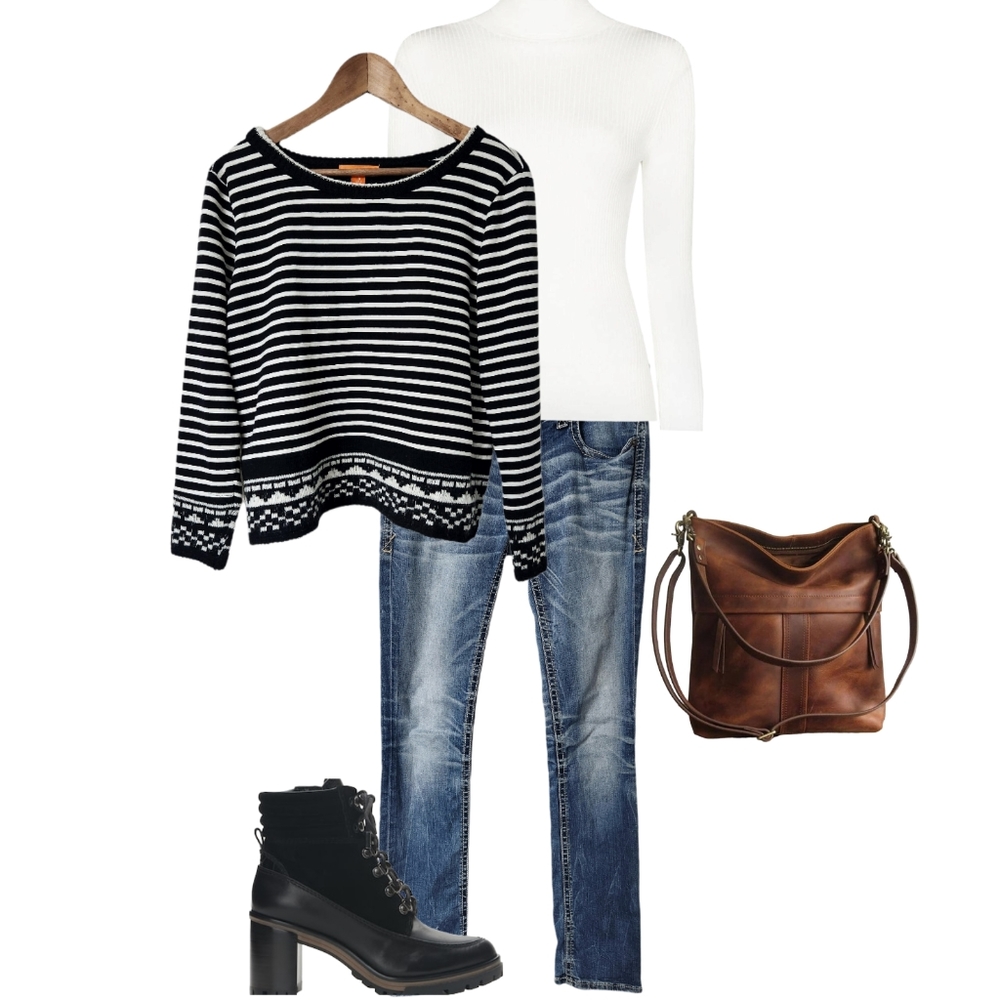 Striped Cotton Long Sleeve Sweater | Joe Fresh | Large - Picture 2 of 10